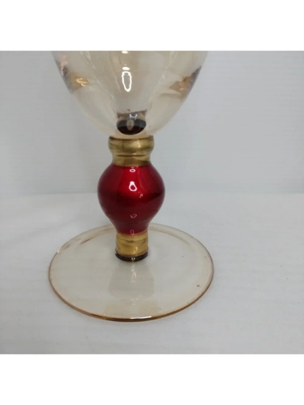 Slant Aristocrat Elegant Gold Tone Ruby Stem Beverage Glass 8